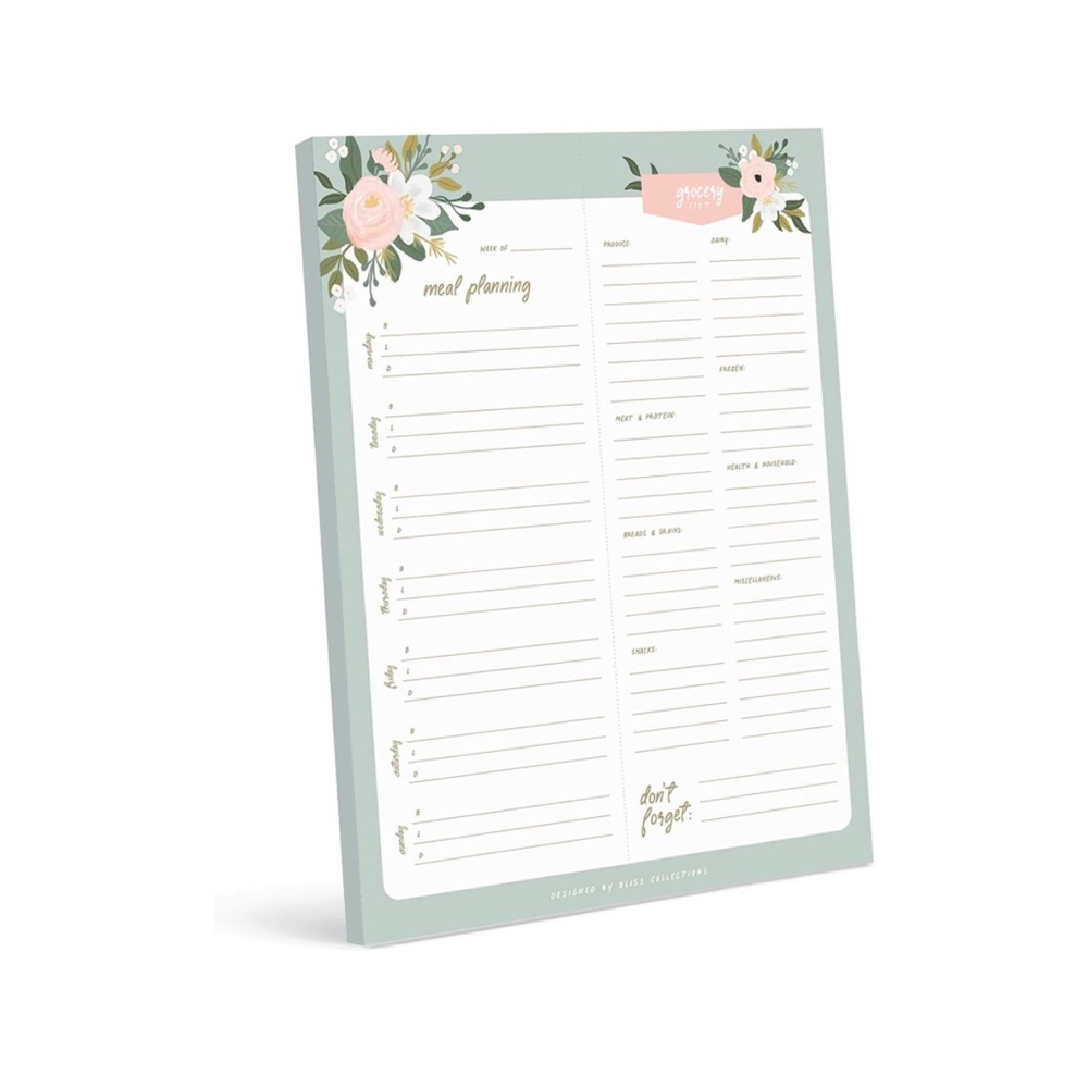 Bliss Collections Weekly Meal Planner, Garden, Magnetic, 7"×9"